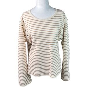 Anthropologie Maeve Striped Button Shoulder Long Sleeve Casual Top Women‎ Medium